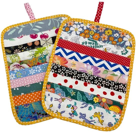 Pannelli di assorbimento 2 pezzi - Resistente al calore - Cotone - Patchwork - Lavabile - 22 x 17 cm - Sottoporte