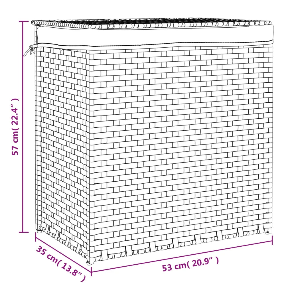 Cesto Portabiancheria 2 Sezioni Bianco 53x35x57 cm Polyrattan CFW5424498