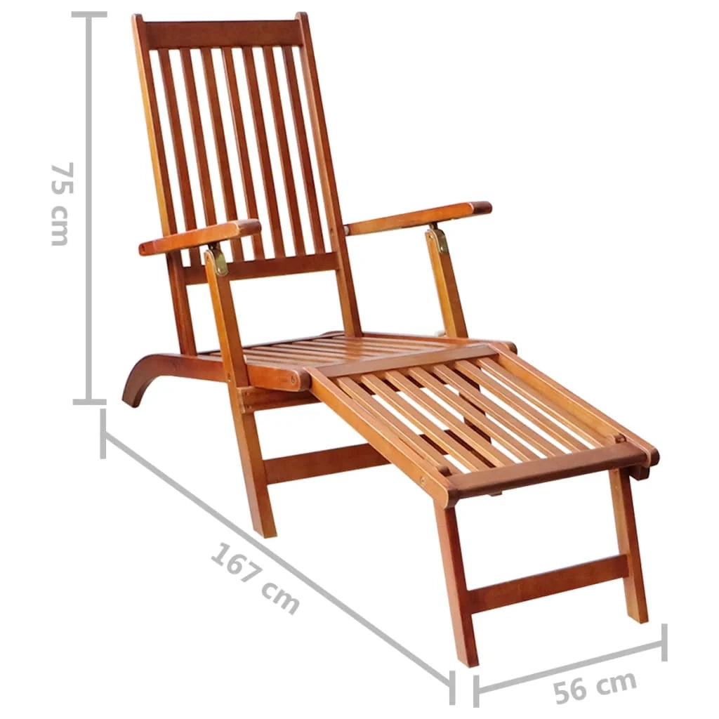Lettino prendisole sedia a sdraio lettino prendisole letto da giardino mobili da esterno per patio con poggiapiedi e cuscino legno massello di acacia 02_0012577