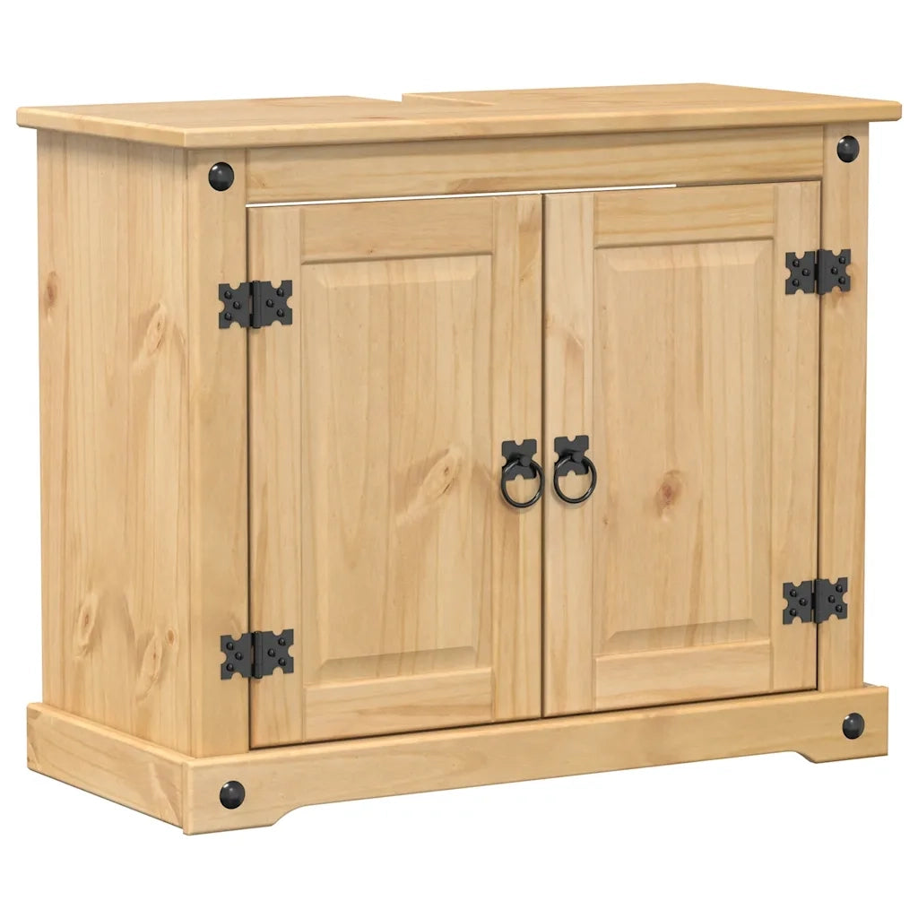 Set Mobili da Bagno 2 pz Corona in Legno Massello di Pino 3334637
