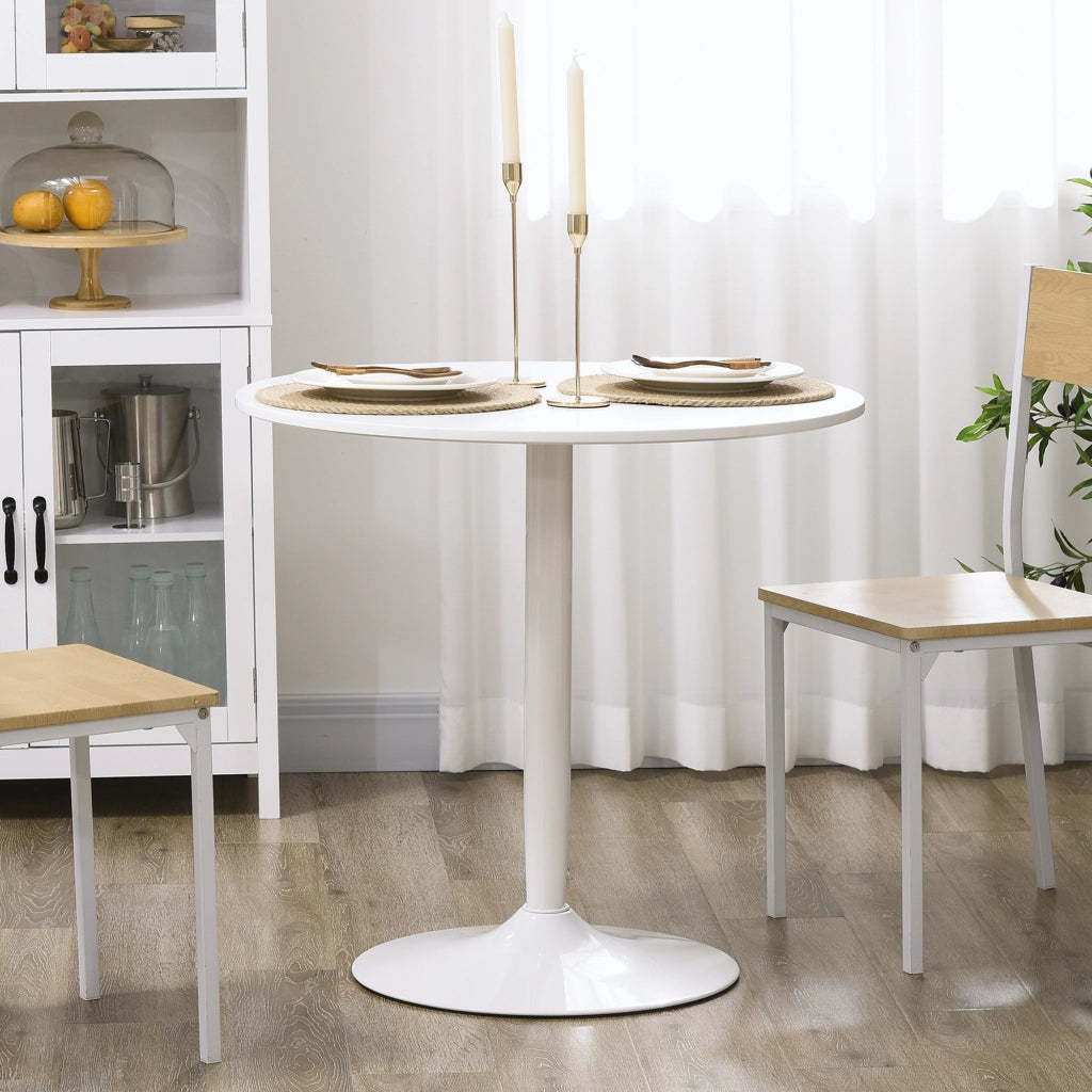 Tavolo da pranzo rotondo per 2 persone ¨C zephmum ¨C bianco, acciaio, ?80x75 cm