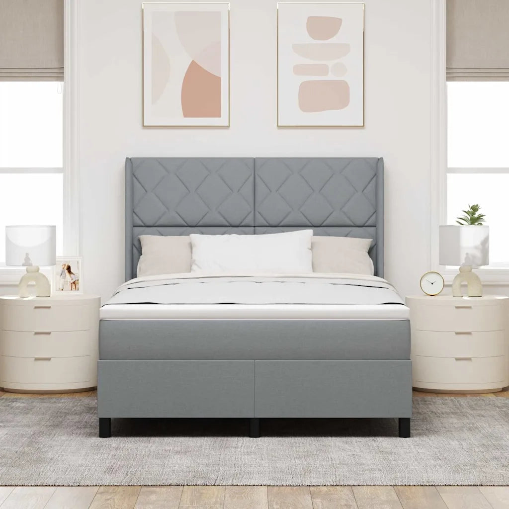 Letto a Sorgente LED Grigio chiaro 160 x 200 cm Tessuto