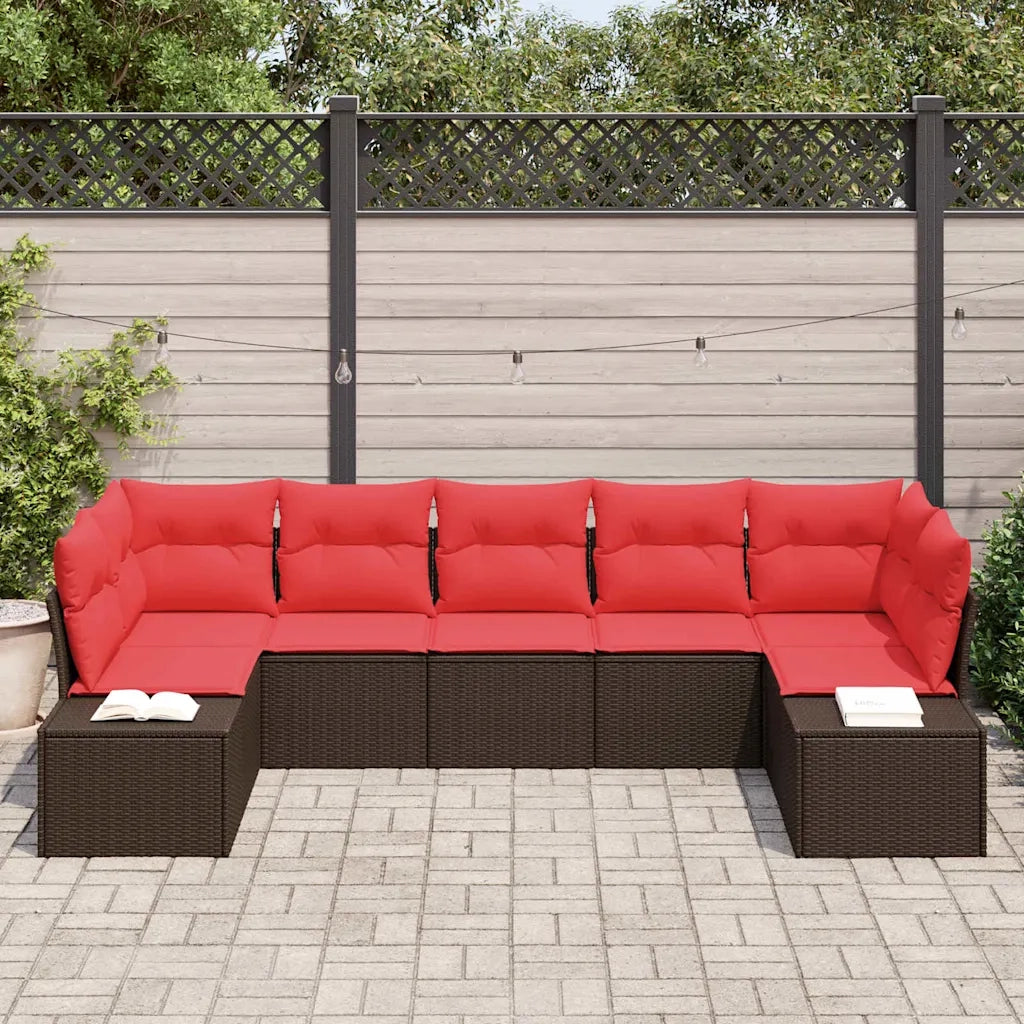 Set Divano da Giardino con cuscino 7 pcs Marrone polyrattan 3347214