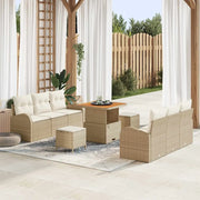 Set Divano da Giardino con cuscino 9 pcs Beige e Crema