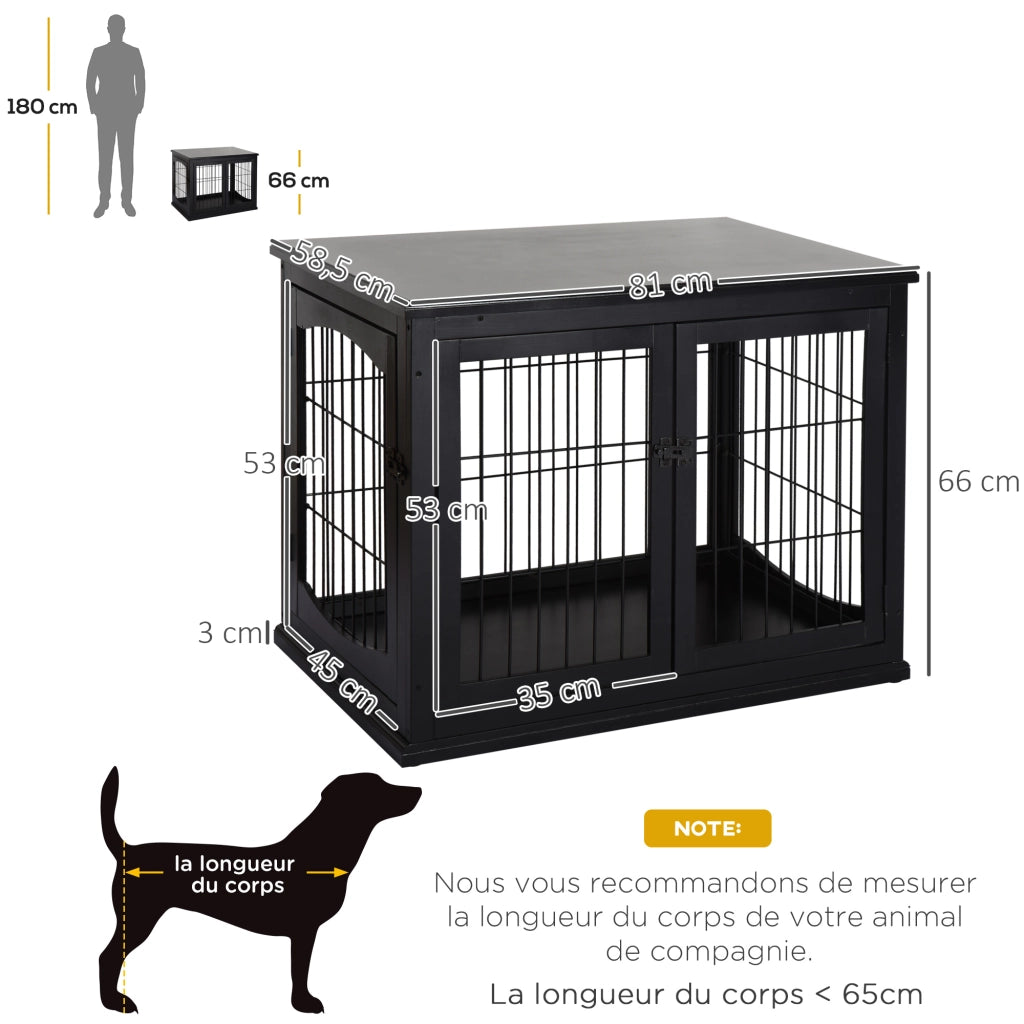 Gabbia per cani in legno MDF ¨C Minimal ¨C 81x58x66 cm nero