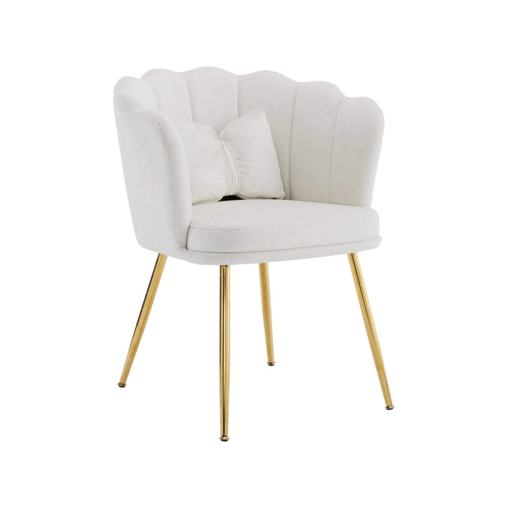 Set di 2 poltroncine moderne in velluto - Zephmum- Schienali a petalo, gambe dorate, cuscini farfalla