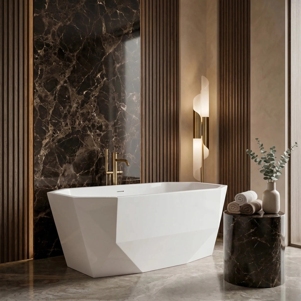 Vasca Da Bagno Freestanding Rea Diamanti 170 Copritappo nero