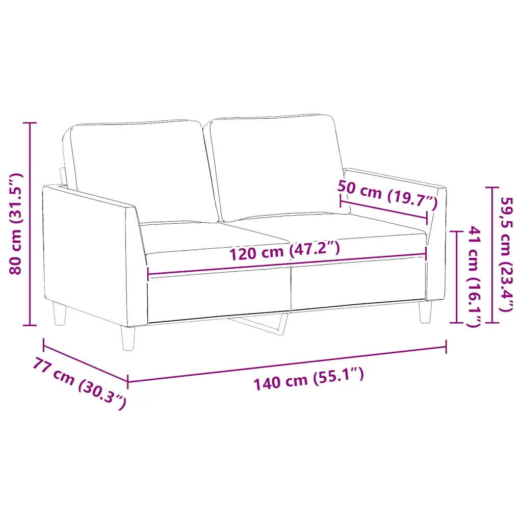 Divano a 2 Posti Cappuccino 140 cm in Similpelle 359332