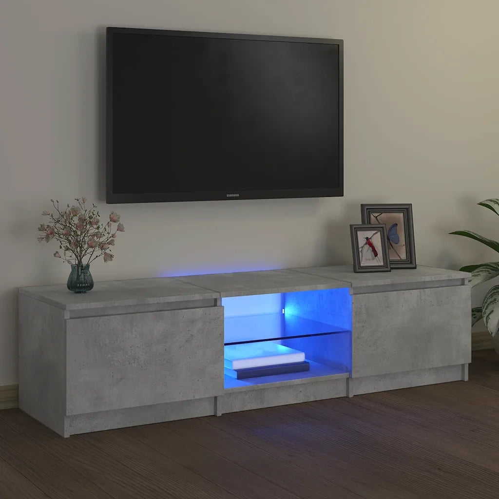 Mobile Porta TV con Luci LED Grigio Cemento 140x40x36 cm 804296
