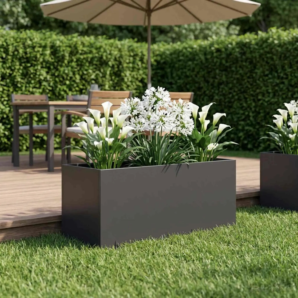 Vaso da giardino Nero 80 x 40 x 40 cm Acciaio laminato a freddo 8005232