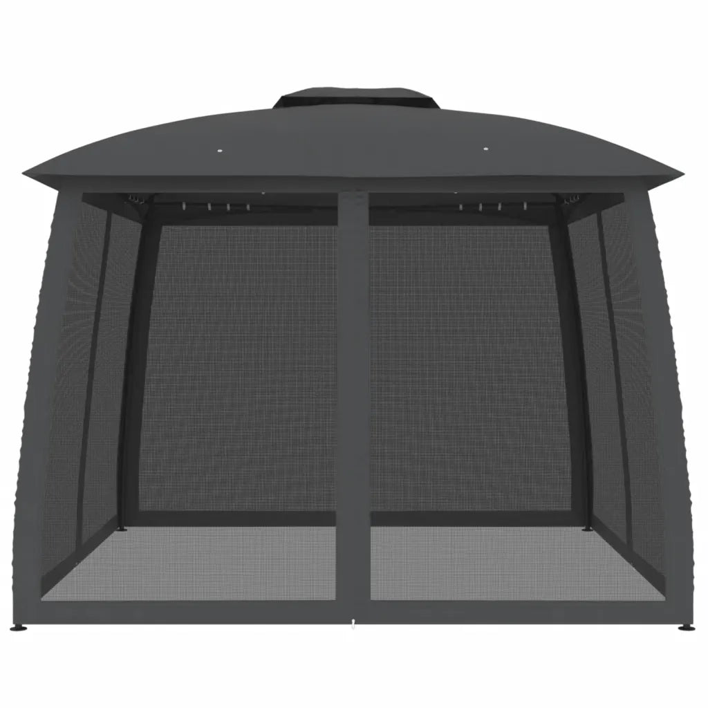 Gazebo Tetto Doppio e Pareti Rete Antracite 2,93x2,93 m Acciaio 368449