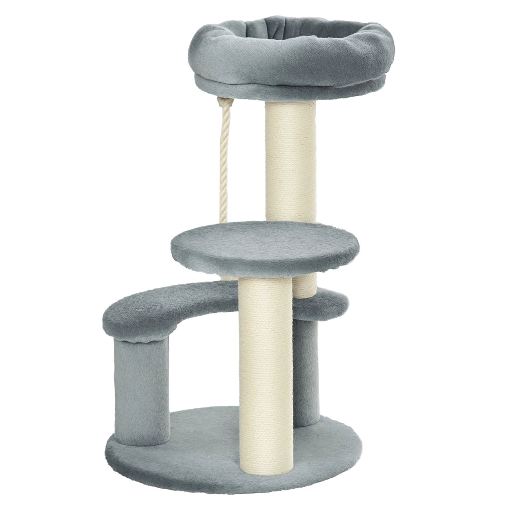 Tiragraffi per Gatti 65 cm ¨C Xylo ¨C Grigio con Cuccia e Piattaforma