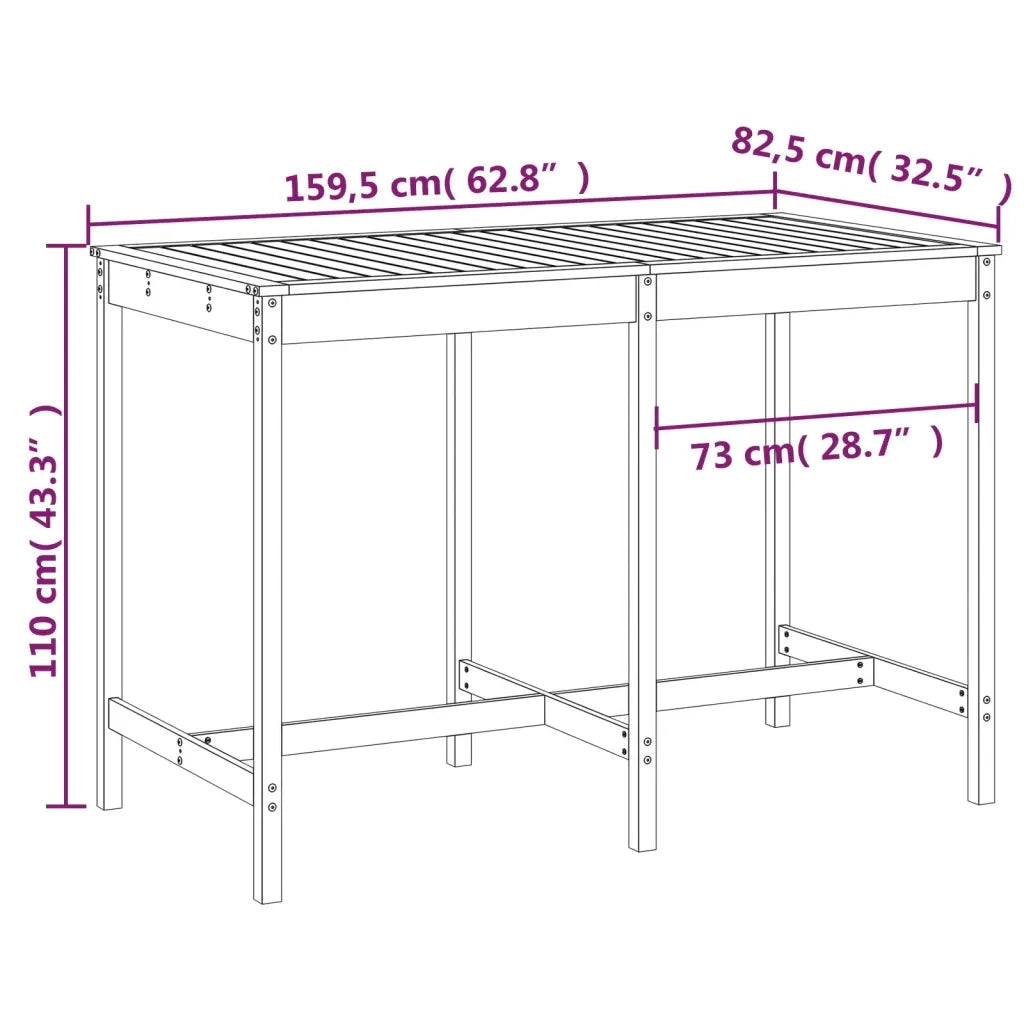 Tavolo da Giardino Ambra 159,5x82,5x110cm Legno Massello Pino