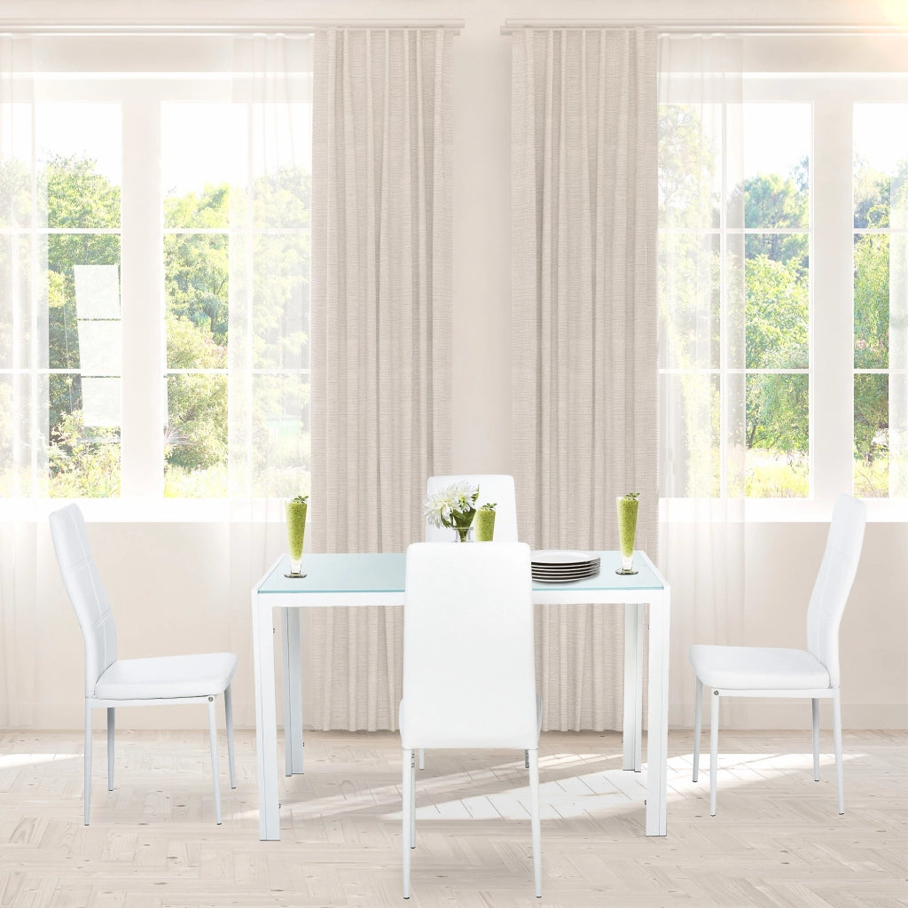 Tavolo da pranzo allungabile con sedie ¨C Minimal ¨C Bianco, vetro, 90x200