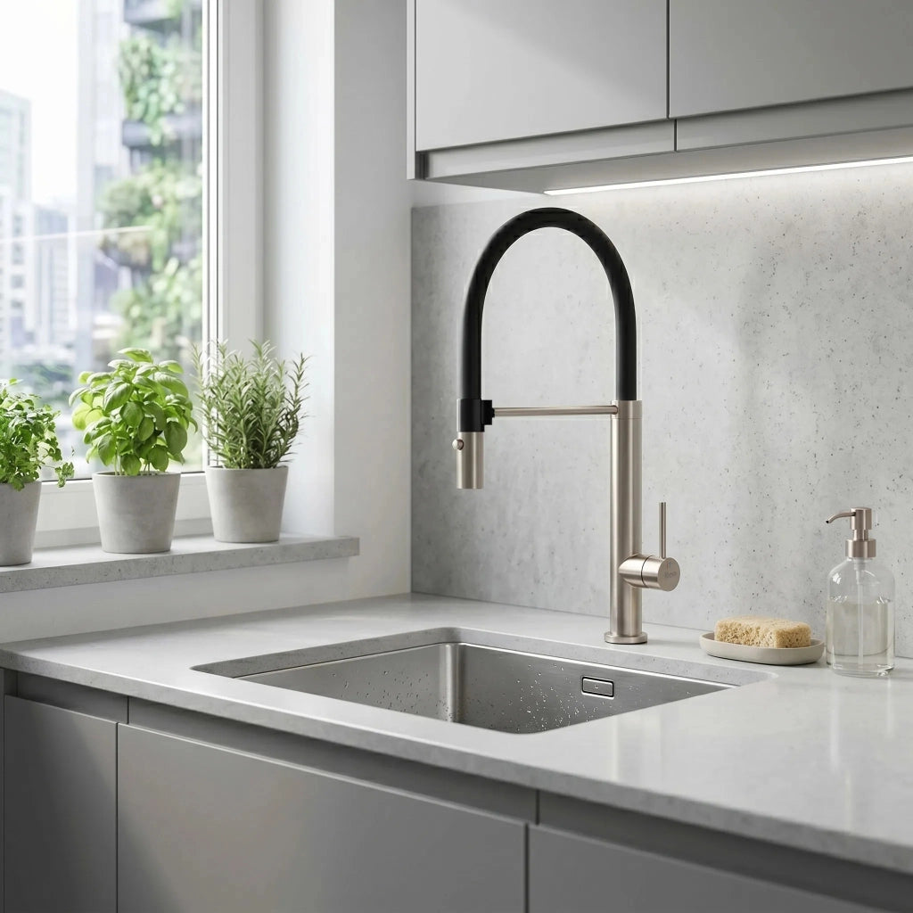 Rubinetto Da Cucina Rea Viera Nickel Brush