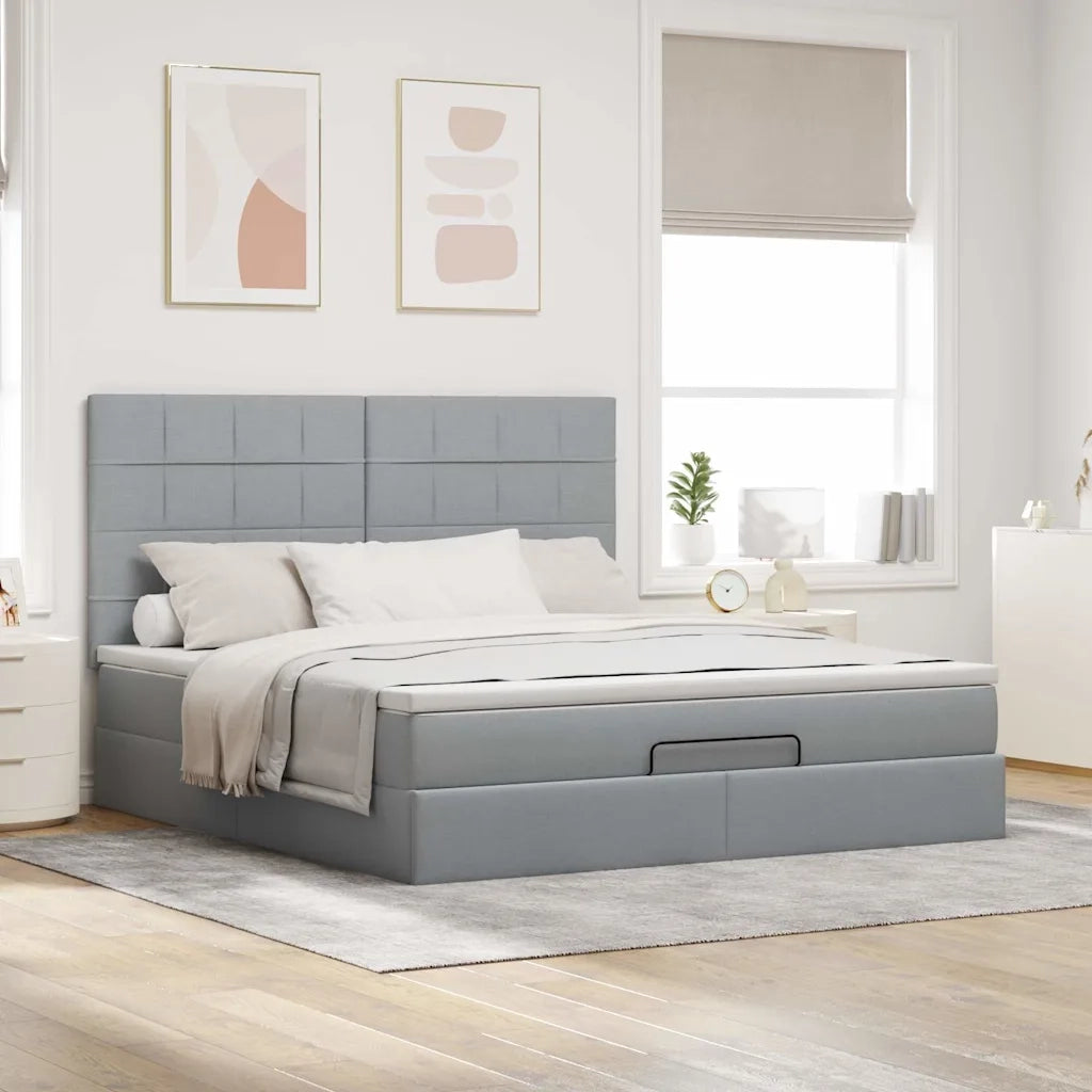 Struttura Letto Pouf con Materasso 180x200 cm in Tessuto 3313175