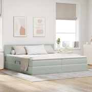 Letto con contenitore e LED Grigio chiaro 200 x 200 cm Velluto 3371355