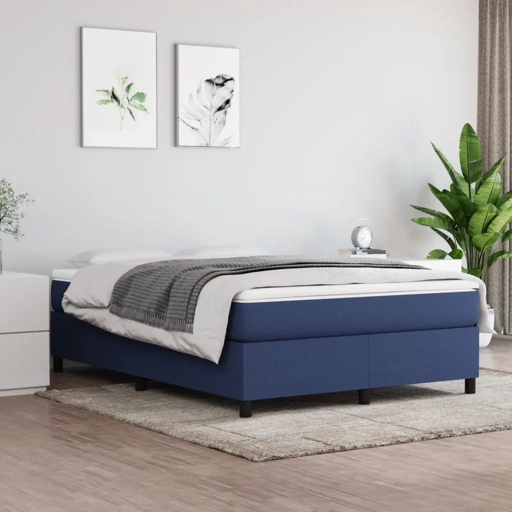 Letto matrimoniale | Letto per adulti | Struttura Letto a Rete a Molle Blu 140x190 cm in Tessuto