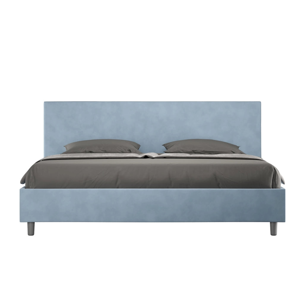 BS COM Letto contenitore imbottito 180x200 microfibra azzurro