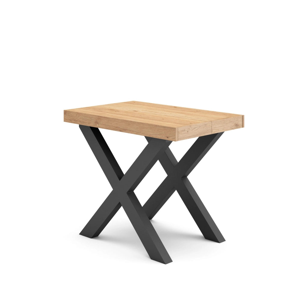 Consolle allungabile, 58 fino 222x90x73cm, Per 10 persone, Gambe in legno, colore Rovere RF2782