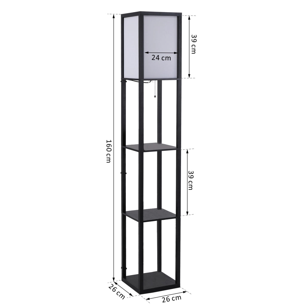 Lampada a Terra con Mensole ¨C Zephmum ¨C Nero e Bianco 26x26x160 cm