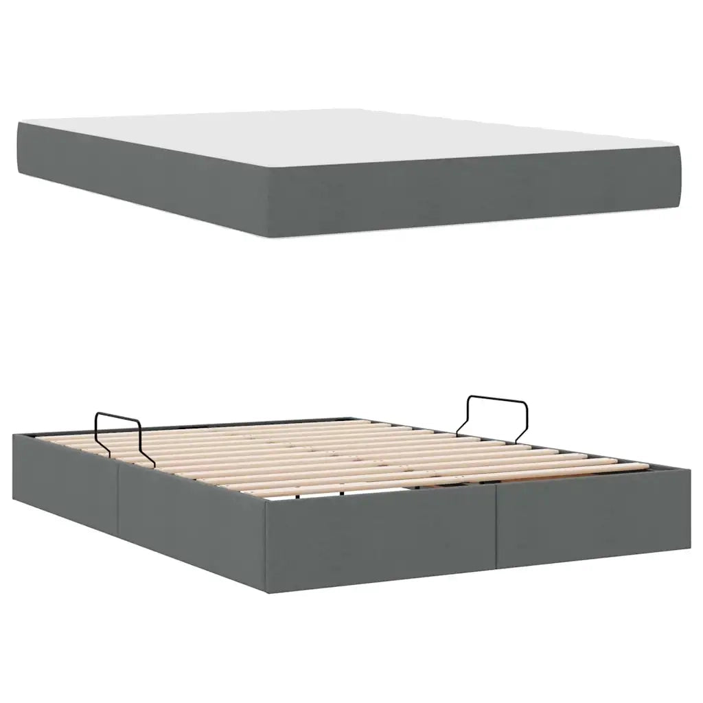Letto con contenitore e materasso Grigio scuro 140 x 190 cm 3399659