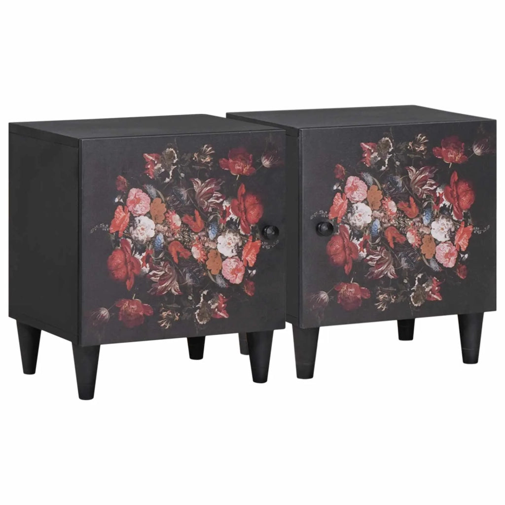 Comodino con porta 2 pcs Nero 40 x 33 x 46 cm 4018697