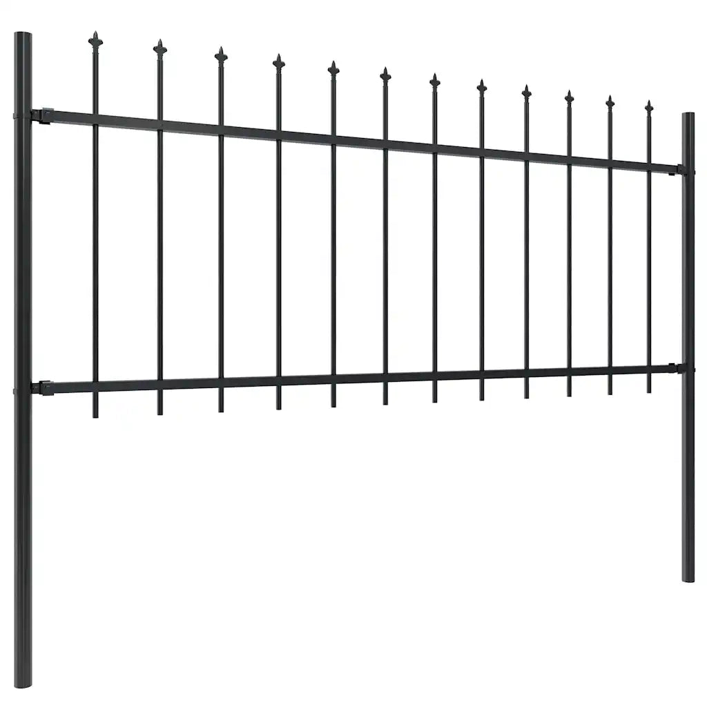 Recinzione da Giardino con Punta a Lancia in Acciaio 504x80 cm Nero 277604
