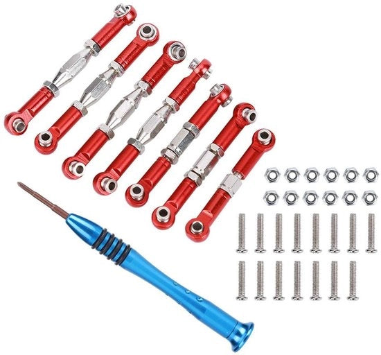 Set di Trekstanghe metalliche 7 pezzi - Adatto per WLtoys 144001 1/14 Auto RC - Leggero - Duraturo - Facile da Installare