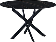 Tavolo da pranzo rotondo per 4 persone - Tavolo da giardino nero - Finestra marmerizzata - Dimensioni 110x110x76cm
