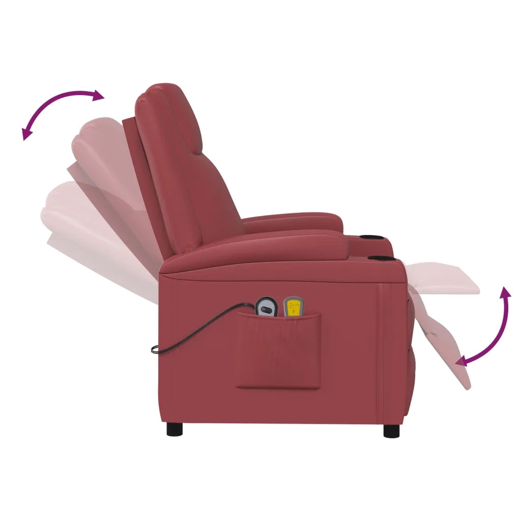 Poltrona Massaggio Elettrica Rosso Vino Similpelle 3073799