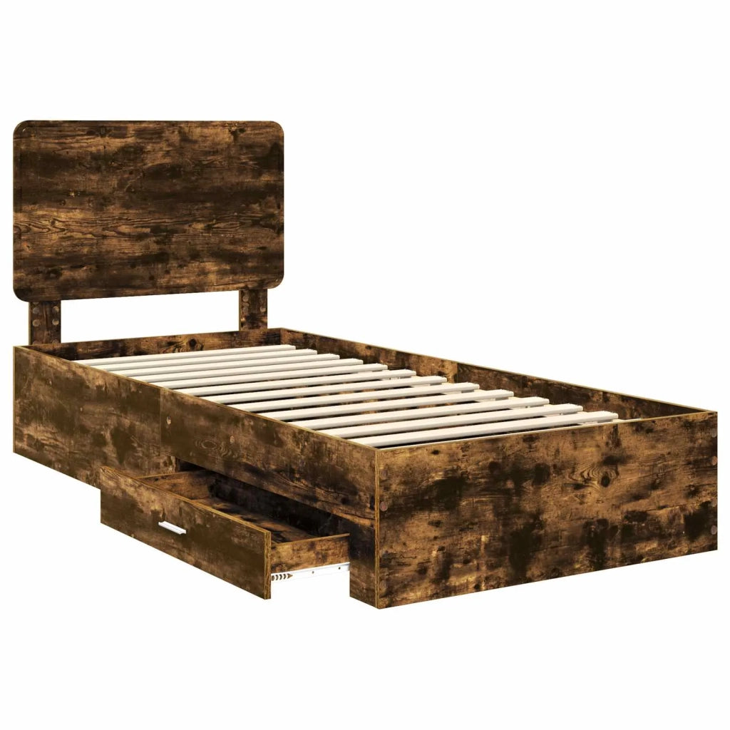 Struttura del letto-Giroletto Rovere fum¨¦ 90 x 190 cm Legno multistrato 707514