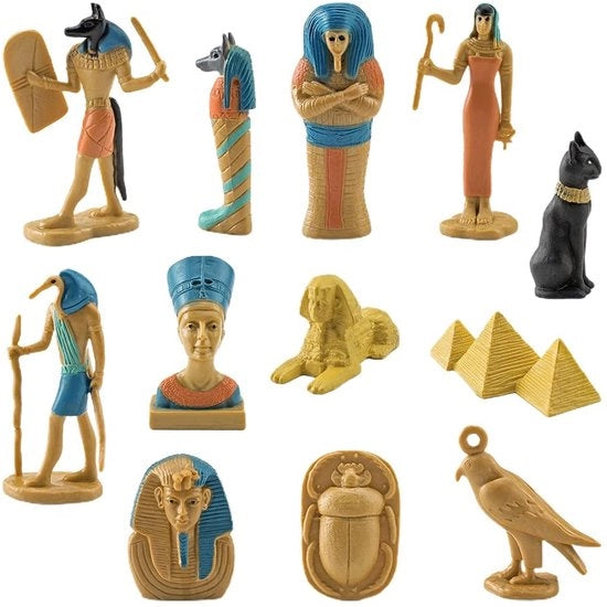 Set di Statue Antiche Egizie di PVC - Miniature da 12 pezzi - Giocattoli Educativi - Decorazioni per Interni - Figure Colorate