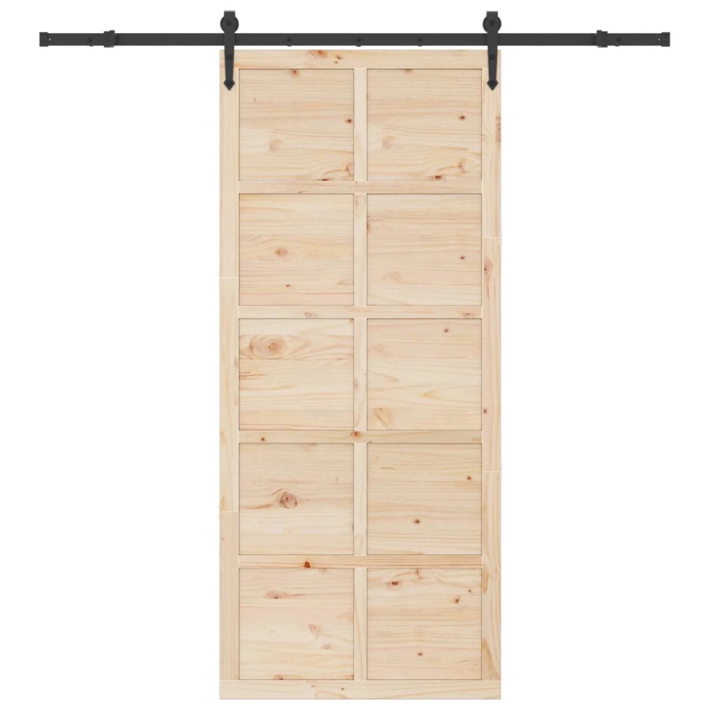 Porta scorrevole Naturale 100 x 208 cm Legno Massello di Pino 3445658