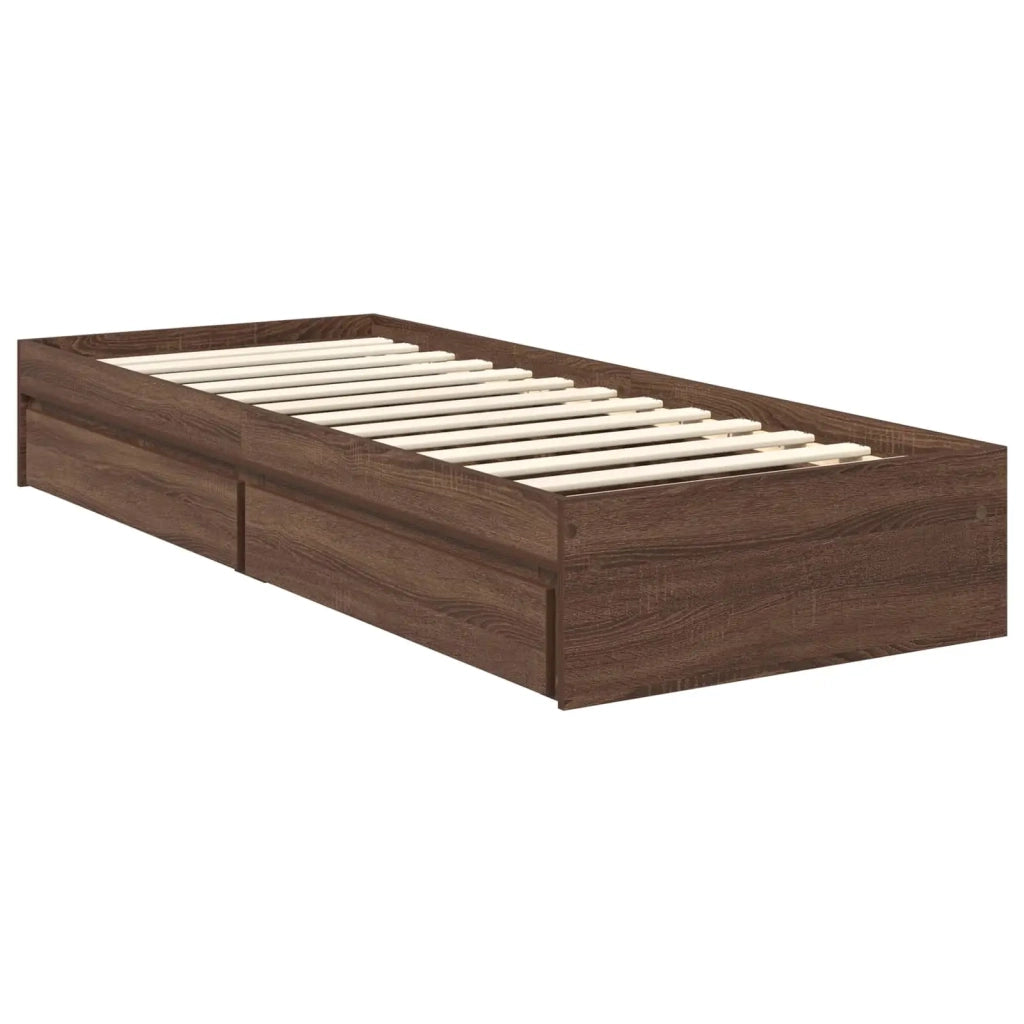 Letto con Contenitore con testiera-Struttura Letto con contenitore Rovere Marrone 75 x 190 cm 518176