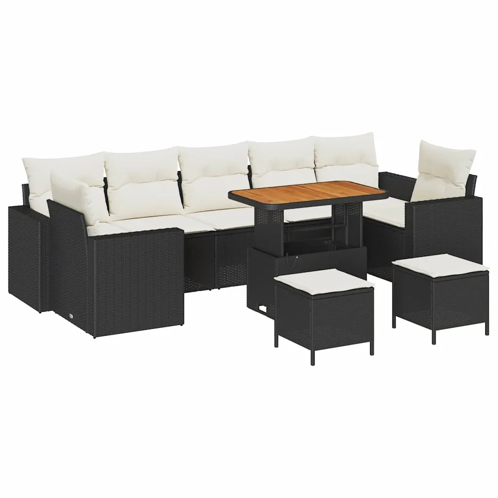 Set Divano da Giardino 10 pcs Nero polyrattan