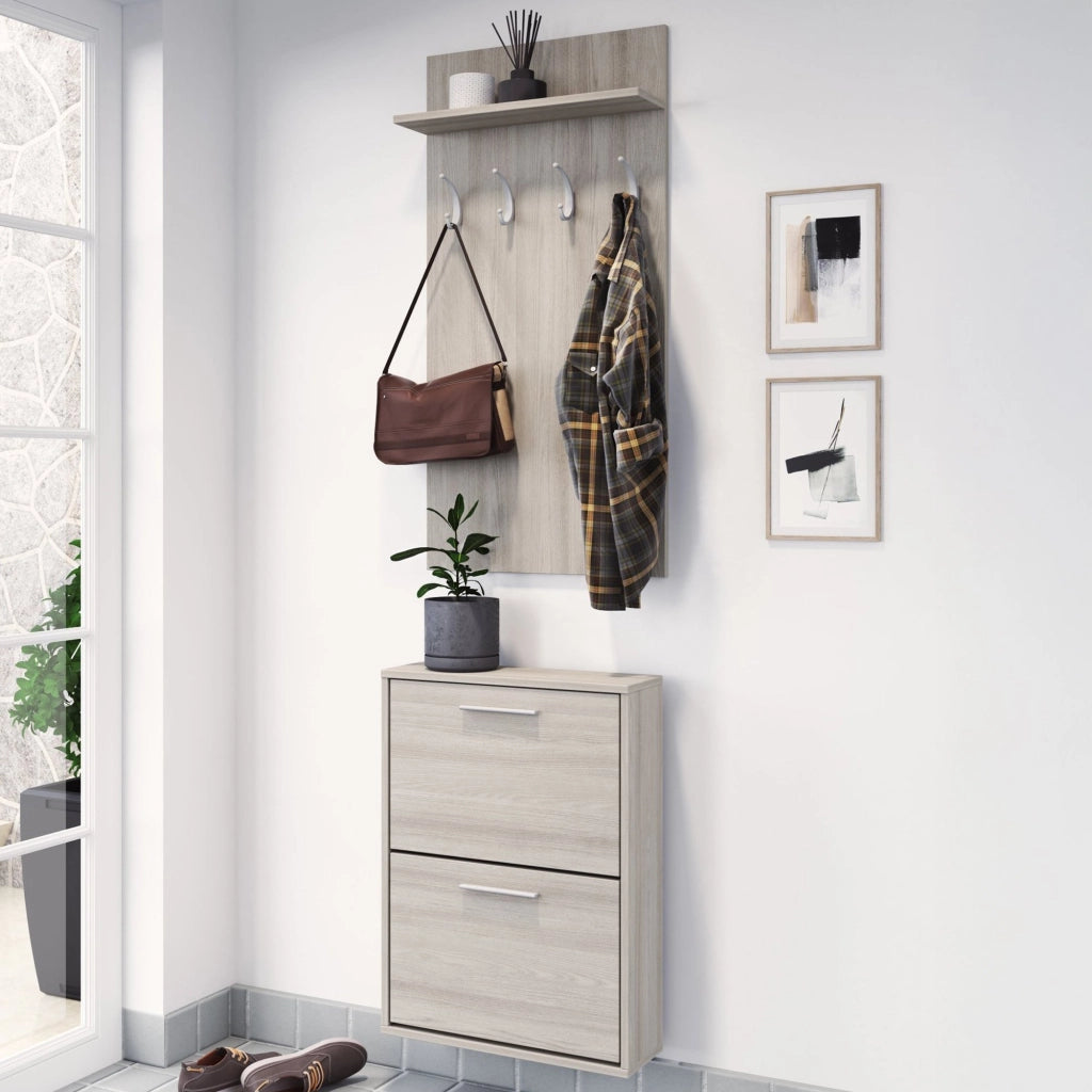 Sestola, Mobile da Ingresso Appendiabiti, 54x28x181h cm Marrone Olmo