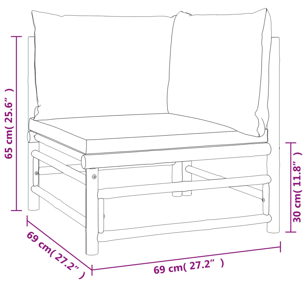 Set Salotto da Giardino 8pz con Cuscini Verdi Bambù 3155174