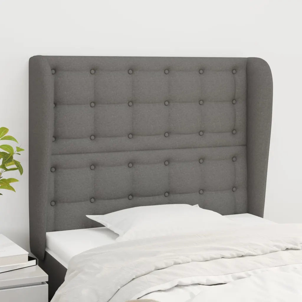 Testiera ad Orecchio-Testata con Orecchie GrigioScuro 103 x 23 x 118/128cm inTessuto 890984