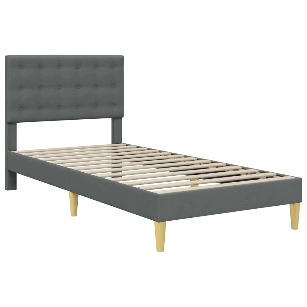Struttura letto con materasso Grigio scuro 90 x 190 cm Tessuto 3415358