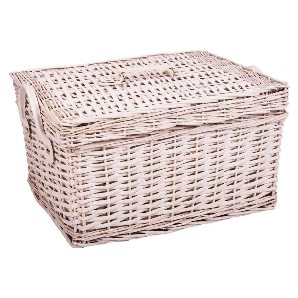 Set di 2 scatole in vimini bianche