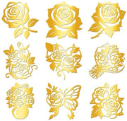 Sticker autoadesivi autoattacchi 9 pezzi - Rose dorate - Decorazione acqua resistente - Fai da te - 4 cm x 4 cm - Sticker decorativi