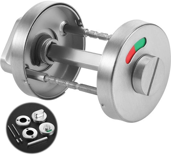 Accessori per porte di bagno - Rosetta per wc con indicatore di chiusura - Chiave per porte di bagno - Maniglia - Materiale in acciaio inossidabile - Accessori per porte di wc - Dimensioni 8 x 8 x 60 mm - Chiave per porte di wc