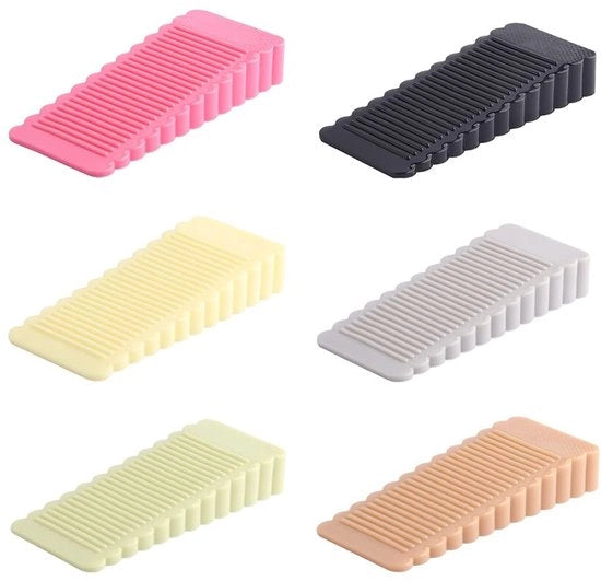 Stopper per Porta in Gomma - 6 Unità - Antiscivolo - Resistenti ai Colpi - Per Interno - Dimensioni Ideali 9.5 x 4 x 1.5 cm