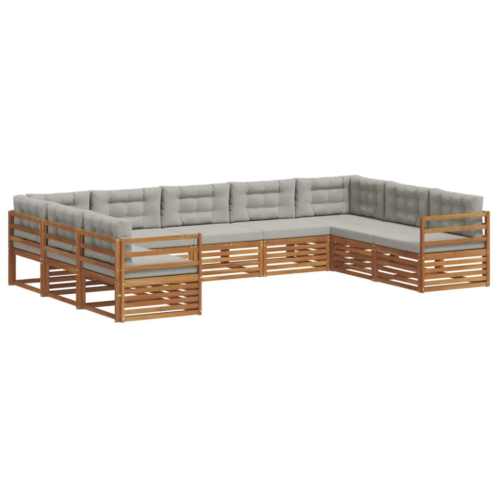 Set di divani da esterno 9 pcs Grigio Naturale e Chiaro 3374111