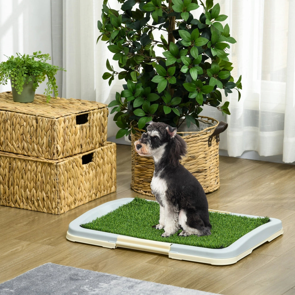 Lettiera per Cani 3 Strati con Prato Sintetico ¨C Zephmum ¨C Grigia 63x48.5cm