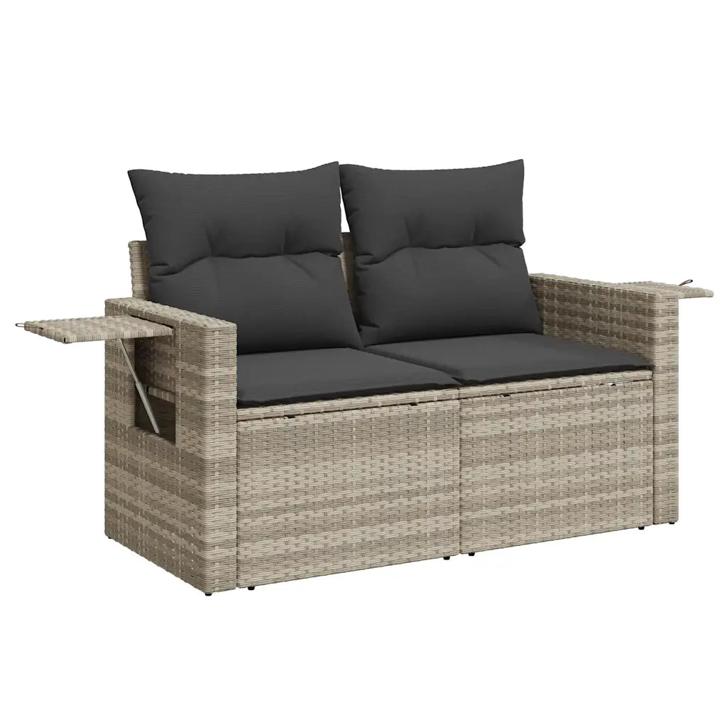 Set Divano da Giardino 3pz con Cuscini Grigio Chiaro Polyrattan 3219861