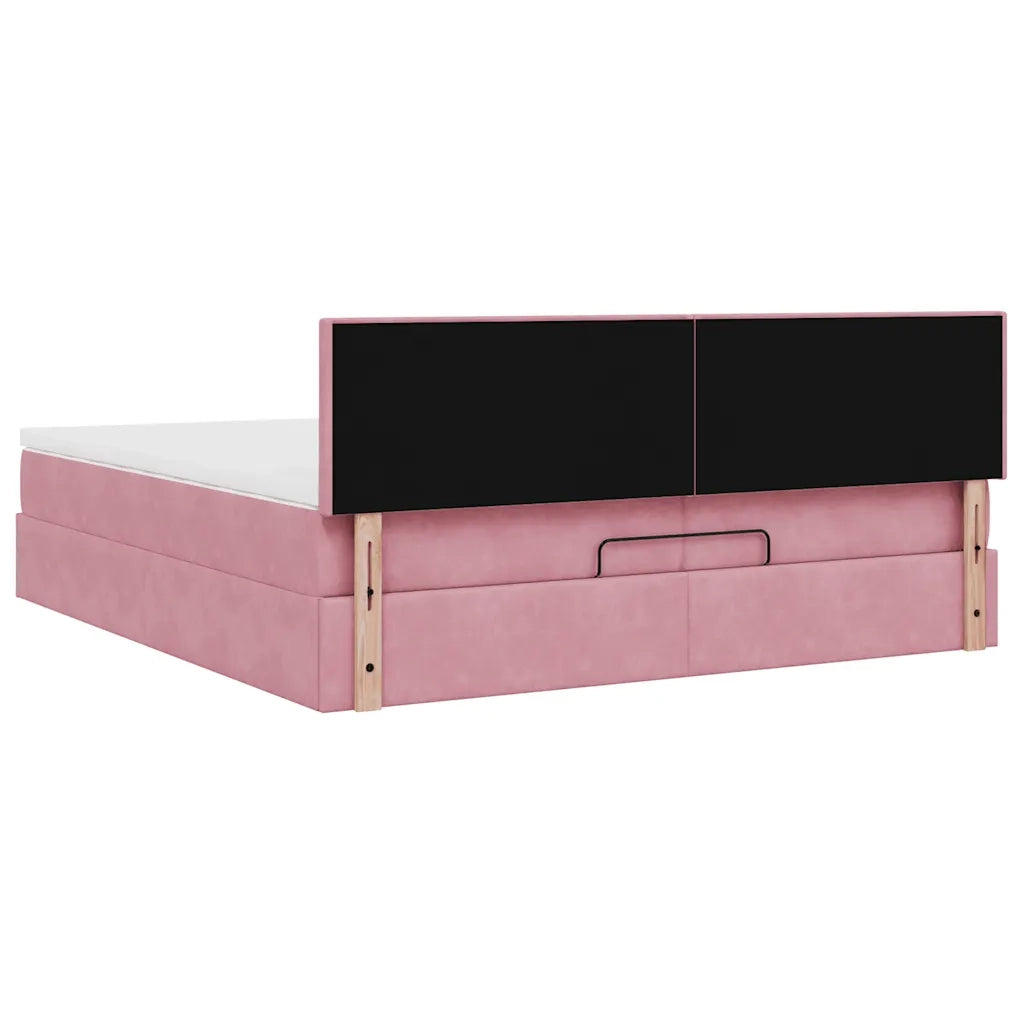 Struttura Letto Pouf con Materassi Rosa 200x200 cm Velluto 3312577