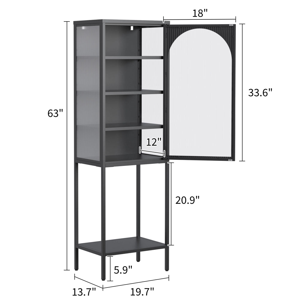 Libreria a cubi con ante in vetro ¨C Zephmum ¨C Grigio metallo 160x50x35 cm