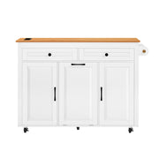 Desserte da cucina mobile con piano estraibile; vano aperto e scomparto per rifiuti per cucina; bianco; 120 × 40-75 × 92 cm
